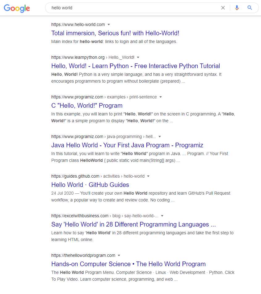 ioc google hello world search