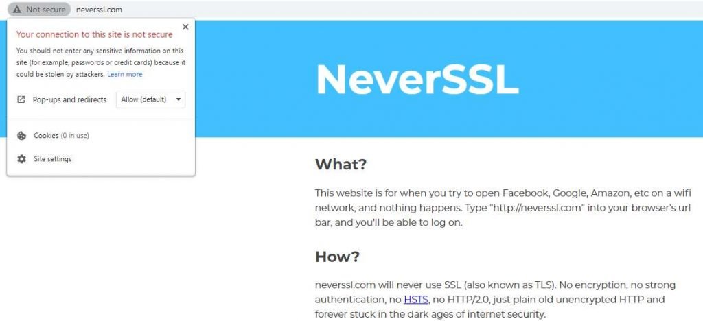 no https ssl certificate